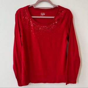 Red sequin top